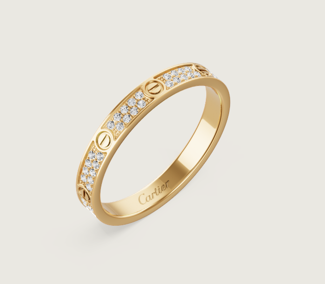 [⭐Glow]LOVE RING 2.6mm-wide full-diamond ring Gold