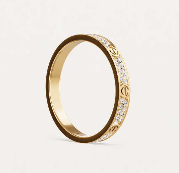 [⭐Glow]LOVE RING 2.6mm-wide full-diamond ring Gold