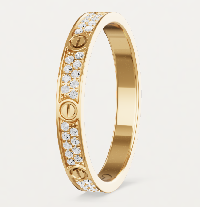 [⭐Glow]LOVE RING 2.6mm-wide full-diamond ring Gold