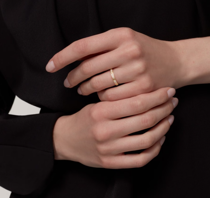 [⭐Glow]LOVE RING 2.6mm-wide full-diamond ring Gold