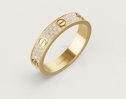 [⭐Glow]LOVE RING 4mm-wide full-diamond ring GOLD