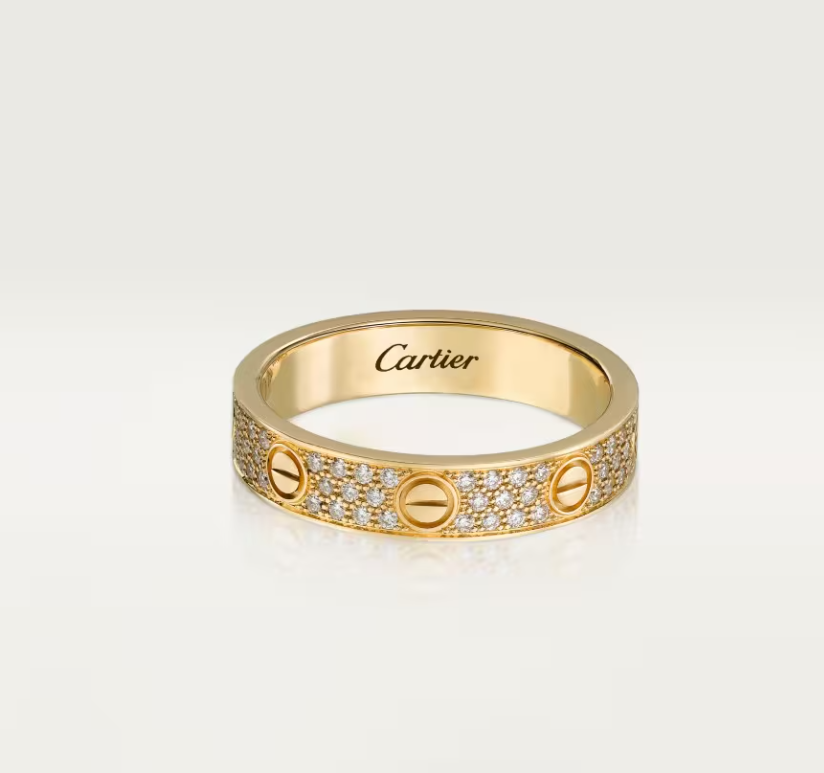 [⭐Glow]LOVE RING 4mm-wide full-diamond ring GOLD