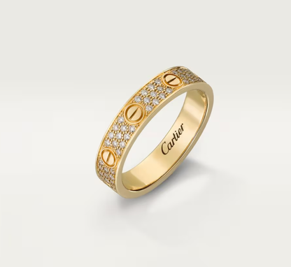 [⭐Glow]LOVE RING 4mm-wide full-diamond ring GOLD