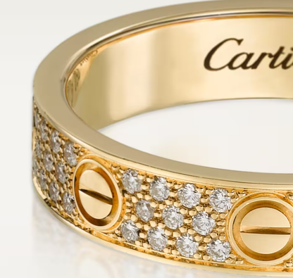 [⭐Glow]LOVE RING 4mm-wide full-diamond ring GOLD