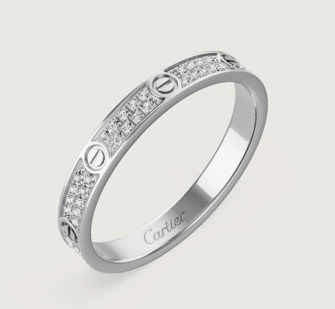 [⭐Glow]LOVE RING 2.6mm-wide full-diamond ring silver