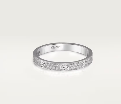 [⭐Glow]LOVE RING 2.6mm-wide full-diamond ring silver
