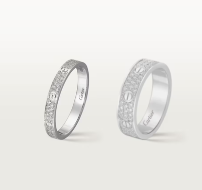 [⭐Glow]LOVE RING 2.6mm-wide full-diamond ring silver
