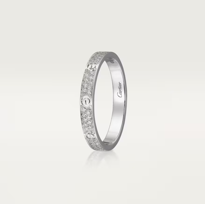 [⭐Glow]LOVE RING 2.6mm-wide full-diamond ring silver