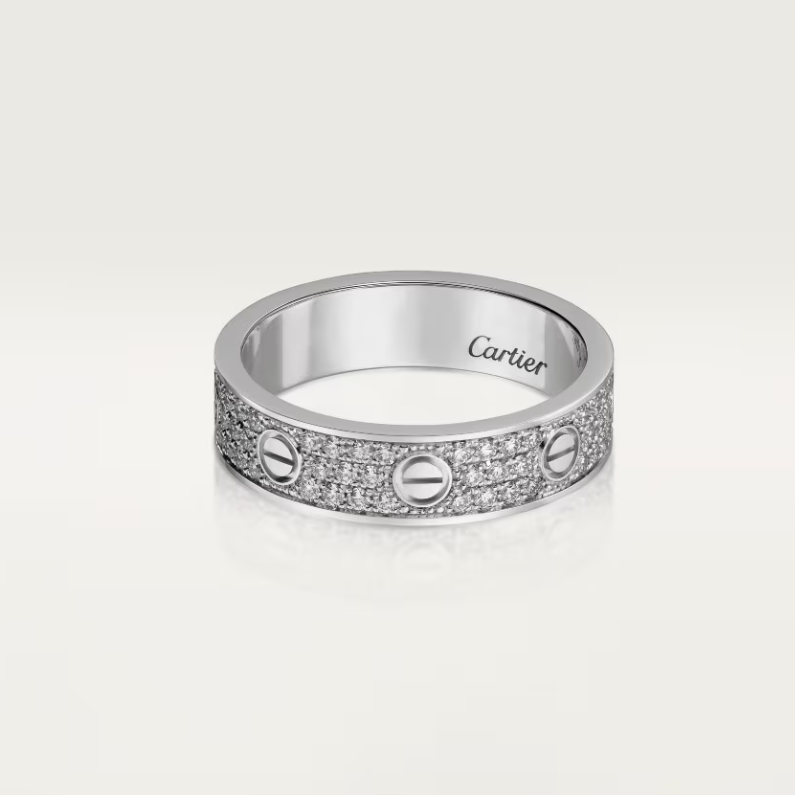 [⭐Glow]LOVE RING 4mm-wide full-diamond ring silver