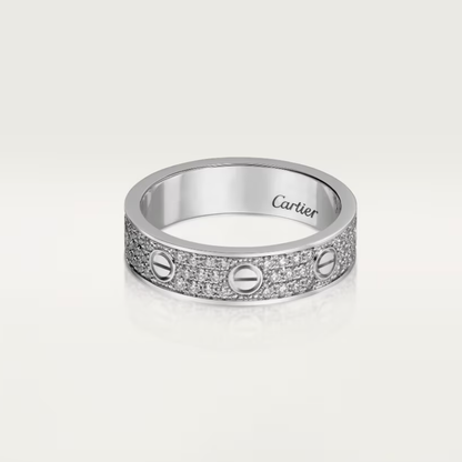 [⭐Glow]LOVE RING 4mm-wide full-diamond ring silver