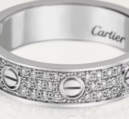 [⭐Glow]LOVE RING 4mm-wide full-diamond ring silver