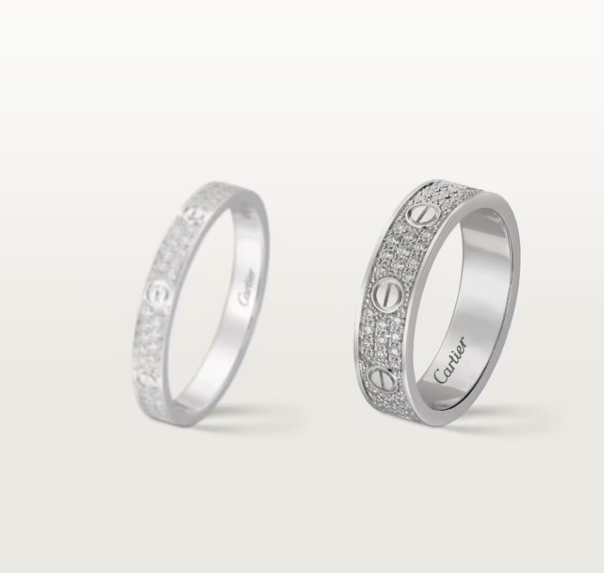 [⭐Glow]LOVE RING 4mm-wide full-diamond ring silver