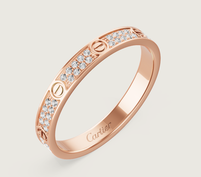 [⭐Glow]LOVE RING 2.6mm-wide full-diamond ring Rose Gold