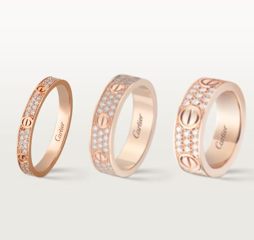 [⭐Glow]LOVE RING 2.6mm-wide full-diamond ring Rose Gold