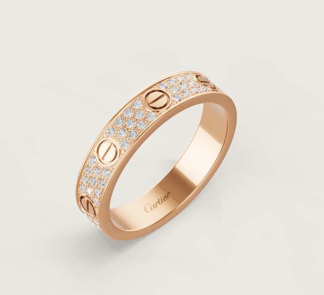 [⭐Glow]LOVE RING 4mm-wide full-diamond ring Rose Gold