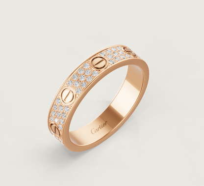 [⭐Glow]LOVE RING 4mm-wide full-diamond ring Rose Gold