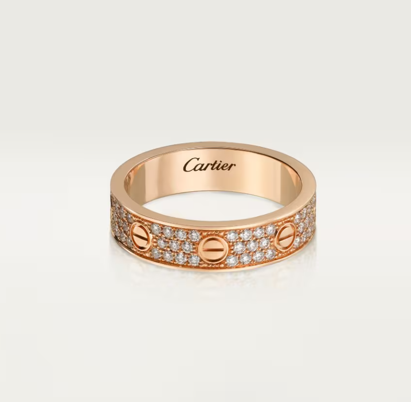 [⭐Glow]LOVE RING 4mm-wide full-diamond ring Rose Gold