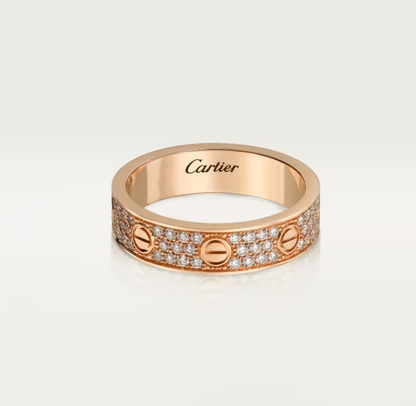 [⭐Glow]LOVE RING 4mm-wide full-diamond ring Rose Gold