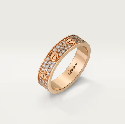 [⭐Glow]LOVE RING 4mm-wide full-diamond ring Rose Gold