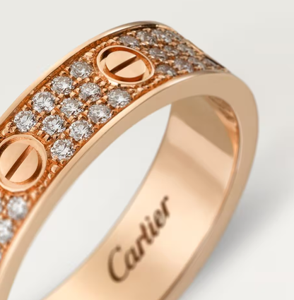 [⭐Glow]LOVE RING 4mm-wide full-diamond ring Rose Gold