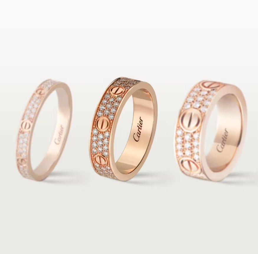 [⭐Glow]LOVE RING 4mm-wide full-diamond ring Rose Gold
