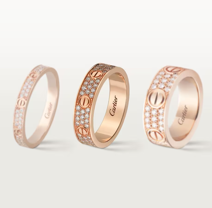 [⭐Glow]LOVE RING 4mm-wide full-diamond ring Rose Gold