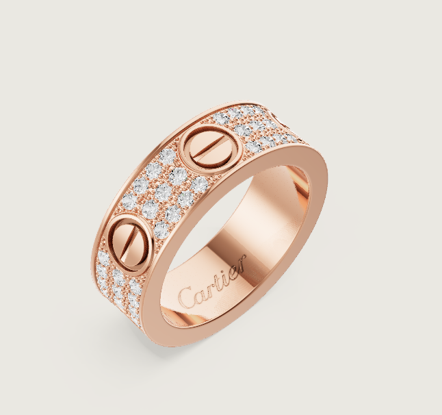 [⭐Glow]LOVE RING 6.5mm-wide full-diamond ring Rose Gold