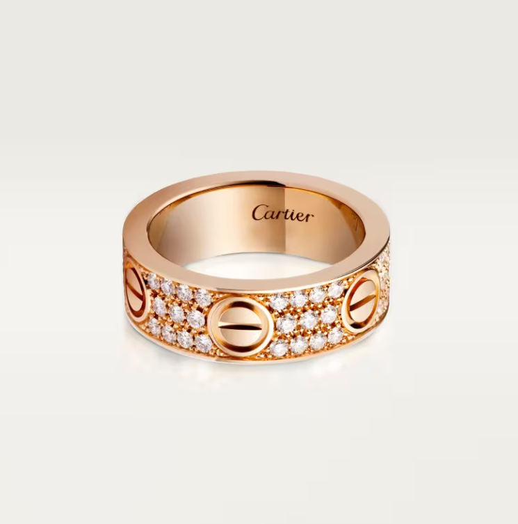 [⭐Glow]LOVE RING 6.5mm-wide full-diamond ring Rose Gold