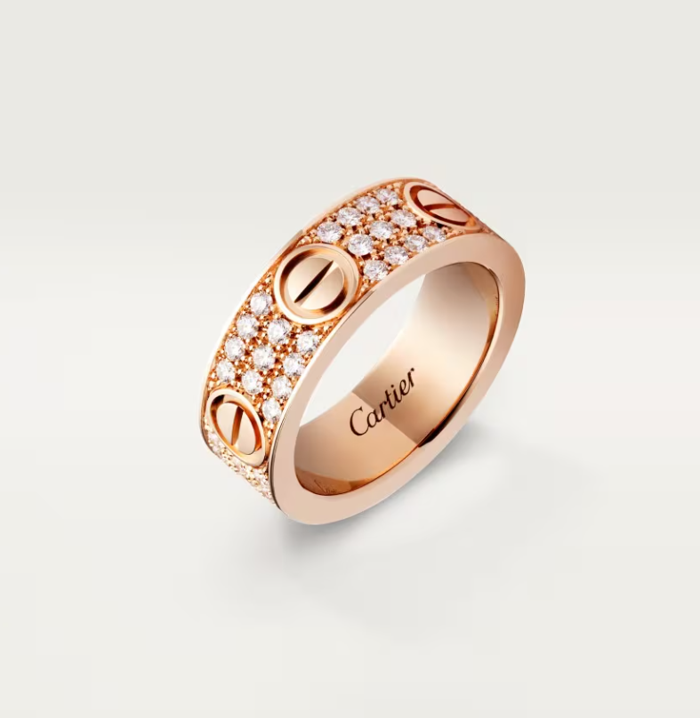 [⭐Glow]LOVE RING 6.5mm-wide full-diamond ring Rose Gold