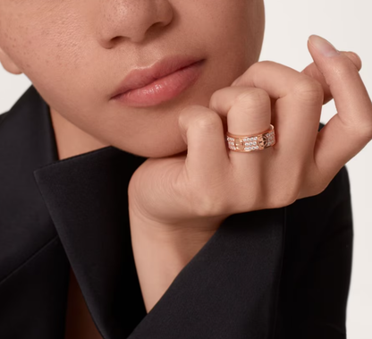 [⭐Glow]LOVE RING 6.5mm-wide full-diamond ring Rose Gold