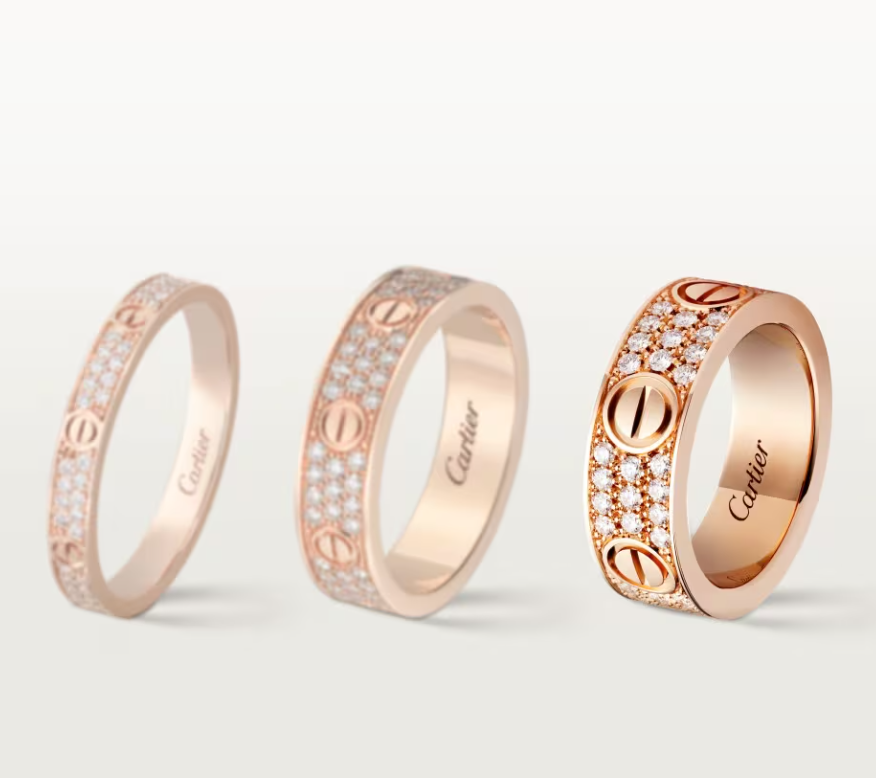 [⭐Glow]LOVE RING 6.5mm-wide full-diamond ring Rose Gold