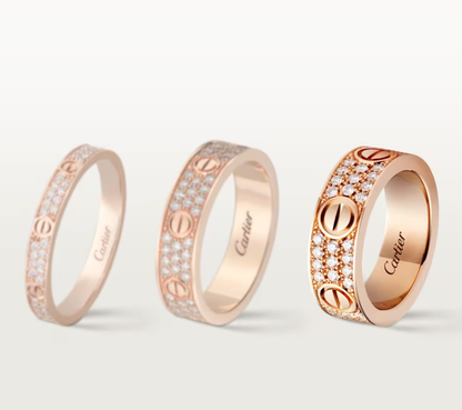 [⭐Glow]LOVE RING 6.5mm-wide full-diamond ring Rose Gold