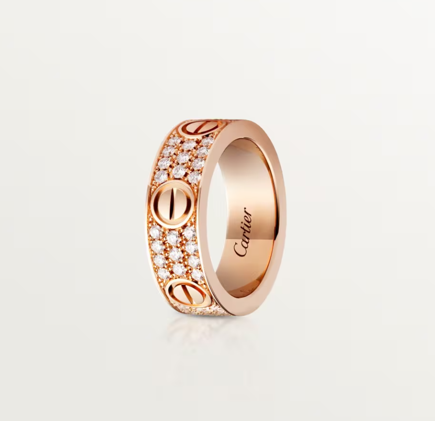 [⭐Glow]LOVE RING 6.5mm-wide full-diamond ring Rose Gold