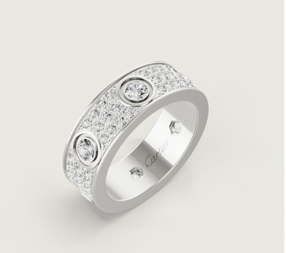 [⭐Glow]LOVE RING 6.5MM Full Diamond, 6 Major Diamonds Silver