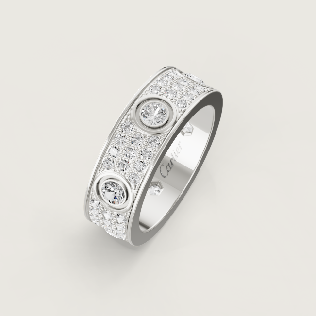 [⭐Glow]LOVE RING 6.5MM Full Diamond, 6 Major Diamonds Silver