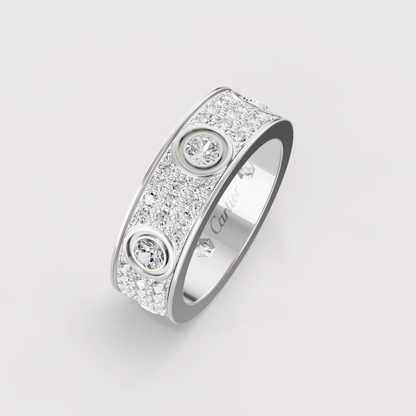 [⭐Glow]LOVE RING 6.5MM Full Diamond, 6 Major Diamonds Silver