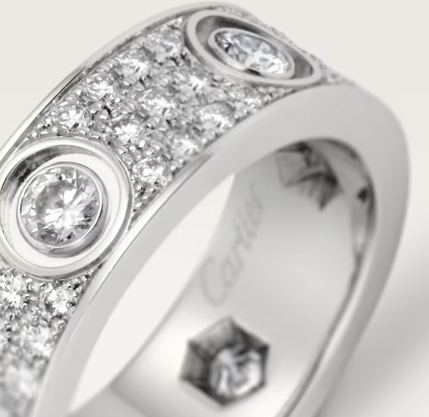 [⭐Glow]LOVE RING 6.5MM Full Diamond, 6 Major Diamonds Silver