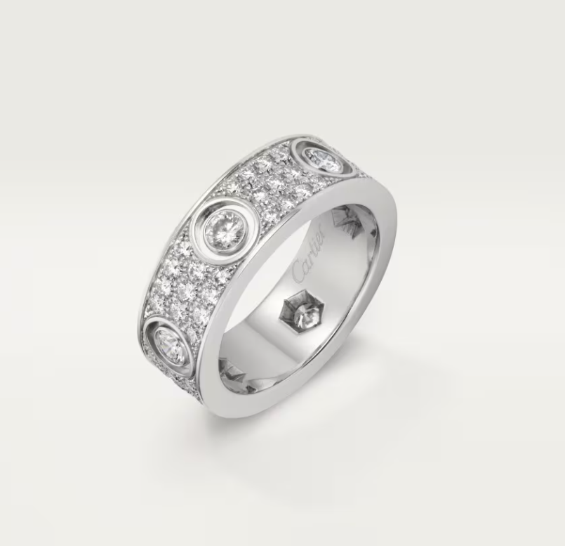 [⭐Glow]LOVE RING 6.5MM Full Diamond, 6 Major Diamonds Silver