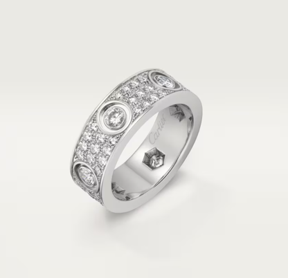 [⭐Glow]LOVE RING 6.5MM Full Diamond, 6 Major Diamonds Silver
