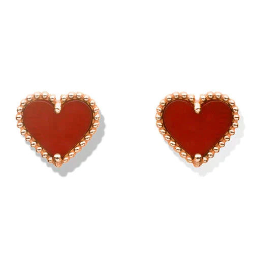 [⭐Glow]HEART CARNELIAN STUD EARRINGS