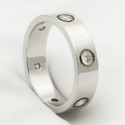 [⭐Glow]LOVE RING 5.5MM 6 DIAMONDS SILVER