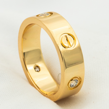 [⭐Glow]LOVE RING 5.5MM 3 DIAMONDS PINK GOLD