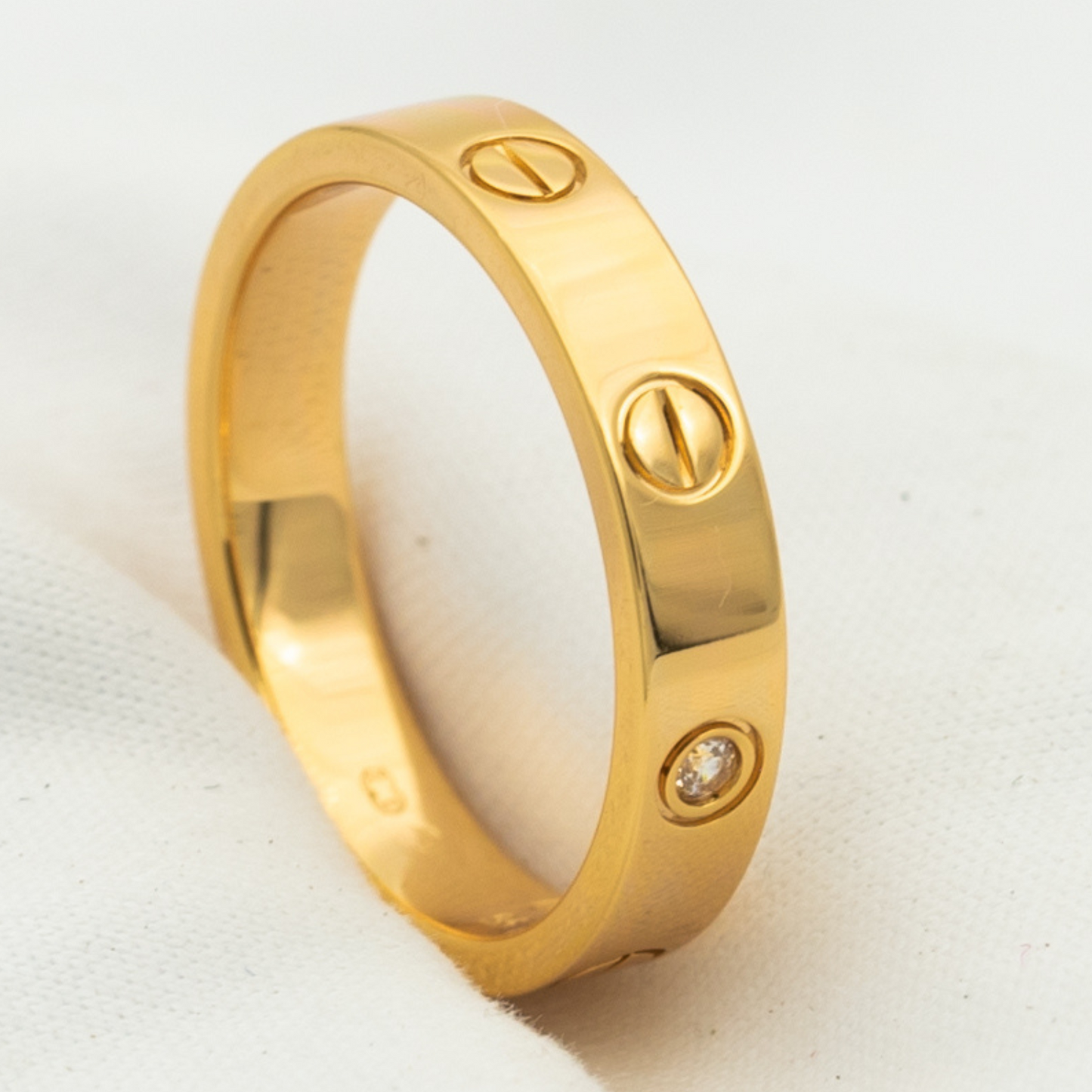 [⭐Glow]LOVE RING 4MM 1 DIAMOND PINK GOLD