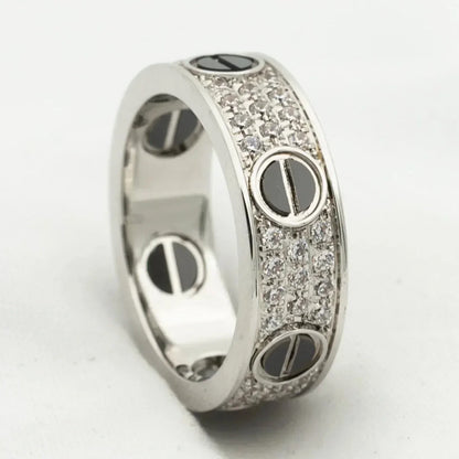 [⭐Glow]LOVE RING 5.5MM DIAMONDS PAVED CERAMIC