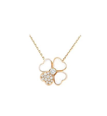 [⭐Glow]CLOVER MOP DIAMOND ROSE GOLD NECKLACE