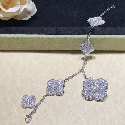 [⭐Glow]CLOVER 6 MOTIFS SILVER DIAMOND BRACELET
