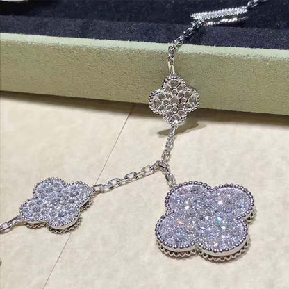 [⭐Glow]CLOVER 6 MOTIFS SILVER DIAMOND BRACELET