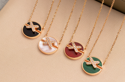 [⭐Glow]JEUX DE PINK GOLD DIAMOND NECKLACE
