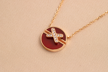[⭐Glow]JEUX DE PINK GOLD DIAMOND NECKLACE