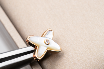 [⭐Glow]JEUX DE WHITE MOP PINK GOLD DIAMOND EARRINGS